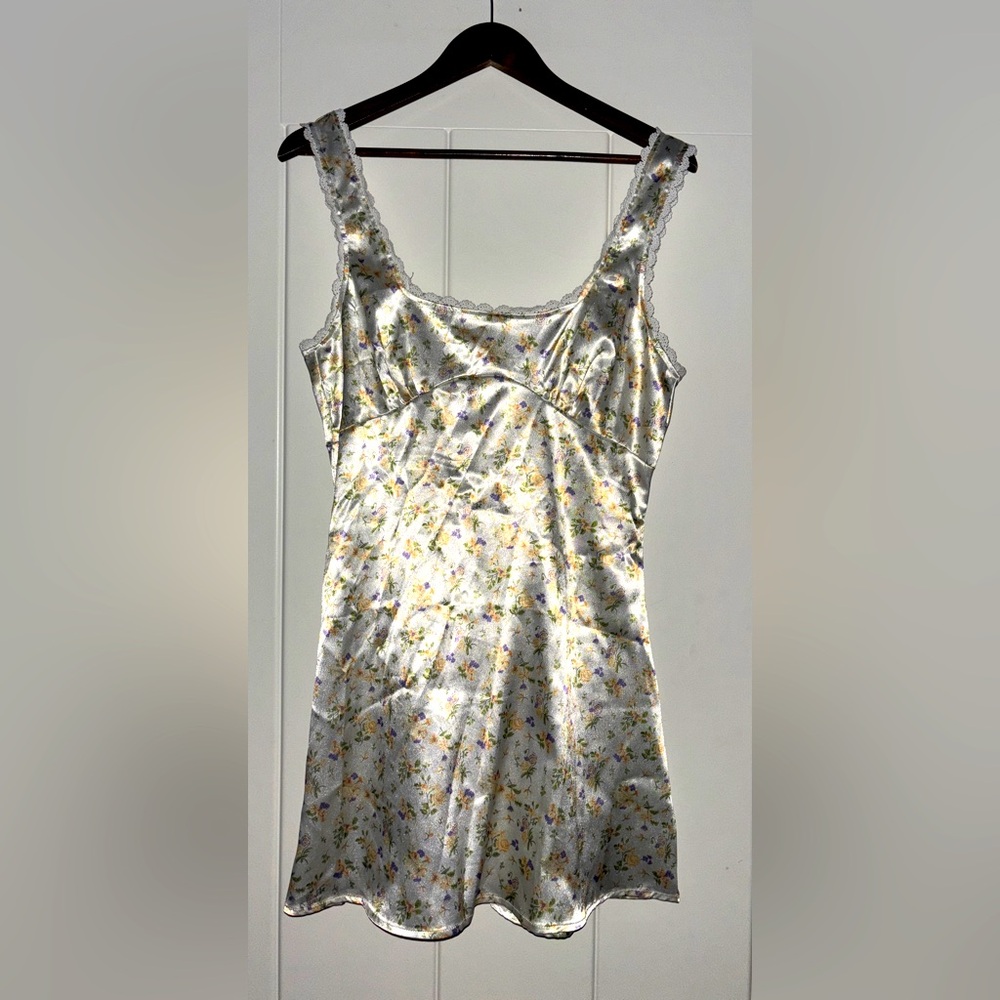 Princess Poly Berlin‎ Silky Mini Lace Trim Sleeveless Floral Mini Dress Women 8